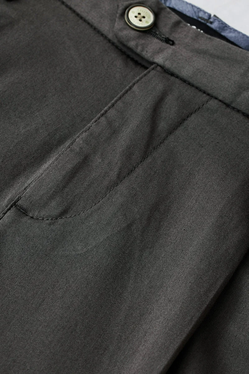Snitch Grey Slim Fit Stretch Pleated Trousers for Men | Best Price UAE