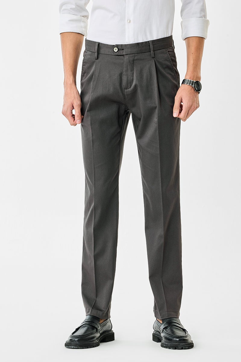 SNITCH Slim Fit Stretch Pleated Trousers - Image 1