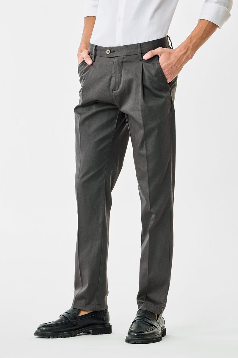 SNITCH Slim Fit Stretch Pleated Trousers - Image 3