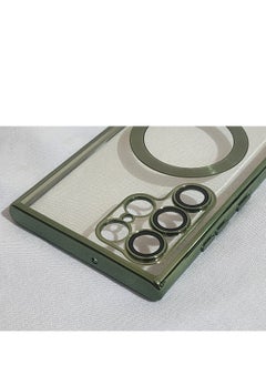 Generic Samsung Galaxy S22 Ultra MagSafe Case With Colored Sides & Camera Protection-Clear / Dark Green  - Image 1
