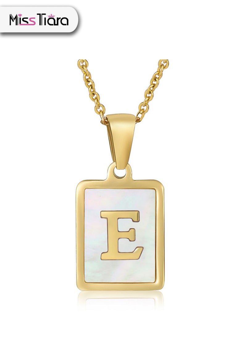 MissTiara Capital Letter A-Z Initial Chain Necklace For Girls Women Stainless Steel Square Charm A-Z Alphabet Pendant Necklace Good idea for birthday gifts graduation commemorations or classmate gifts - Image 1