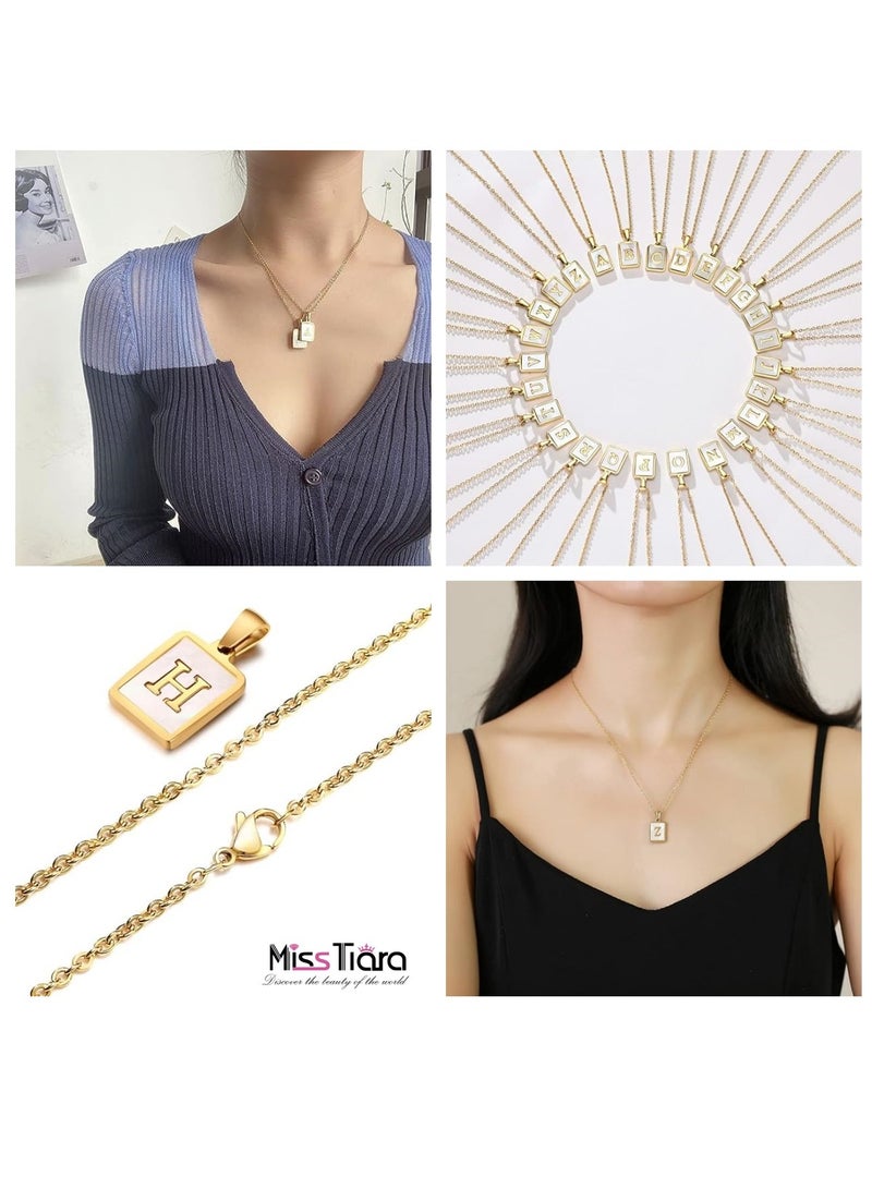 MissTiara Capital Letter A-Z Initial Chain Necklace For Girls Women Stainless Steel Square Charm A-Z Alphabet Pendant Necklace Good idea for birthday gifts graduation commemorations or classmate gifts - Image 3