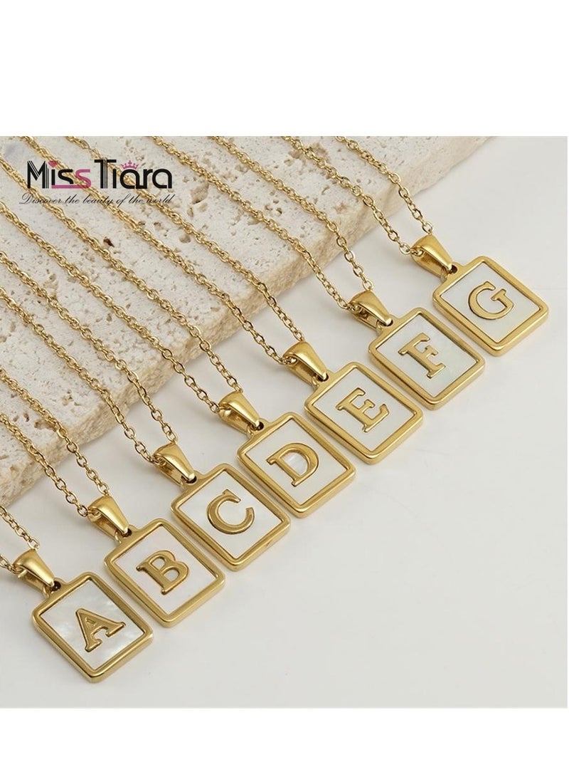 MissTiara Capital Letter A-Z Initial Chain Necklace For Girls Women Stainless Steel Square Charm A-Z Alphabet Pendant Necklace Good idea for birthday gifts graduation commemorations or classmate gifts - Image 5