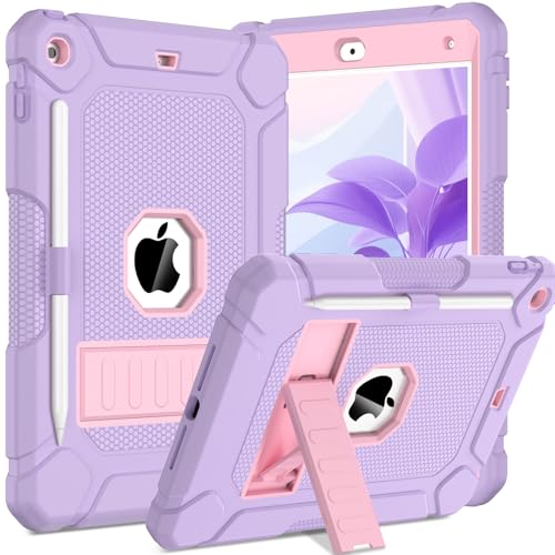 BMOUO Case for iPad 9th 8th 7th Generation (10.2 inch, 2021/2020/2019), Shockproof Protective iPad 10.2 Case with Built-in Stand/Pencil Holder, Light Purple - Image 1