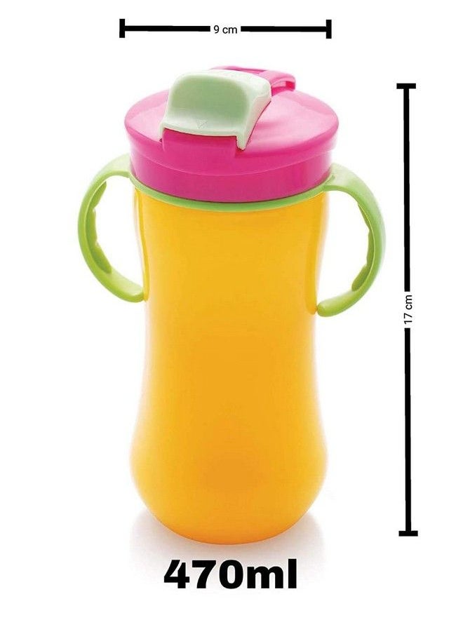 Shopfork Big Milk Bottle For Kids Plastic Sipper For Kids School Milk Sipper Bottle For Kids Water Bottle With Straw Kid Grippy Bottle Toddler Upto 3 Years (Pink)  - Image 4
