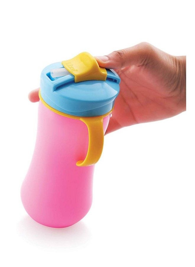 Shopfork Big Milk Bottle For Kids Plastic Sipper For Kids School Milk Sipper Bottle For Kids Water Bottle With Straw Kid Grippy Bottle Toddler Upto 3 Years (Pink)  - Image 3