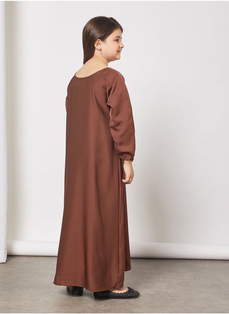 Hayat - Kids Butterfly Abaya With Contrasting Embellishment - Image 1