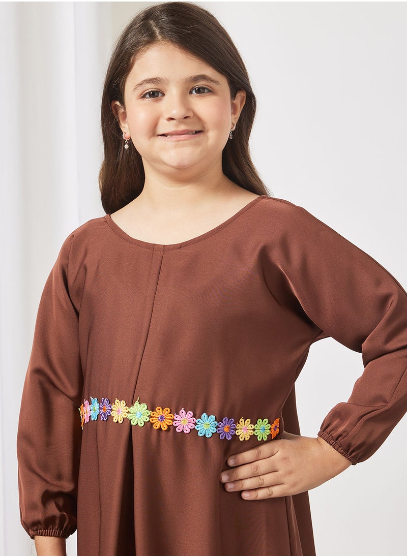 Hayat - Kids Butterfly Abaya With Contrasting Embellishment - Image 1
