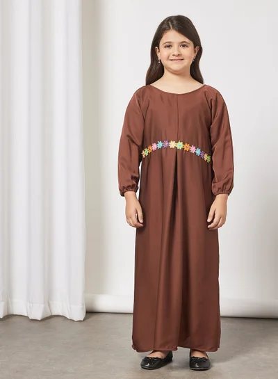 Hayat Kids Butterfly Abaya With Contrasting Embellishment