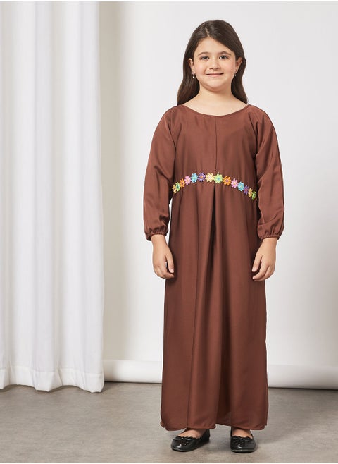 Kids Butterfly Abaya With Contrasting Embellishment