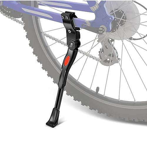 Flexzion Bike Kickstand Bicycle Road Mountain Cycling Rear Mount Side Stand Aluminum Adjustable Alloy Replacement Kickstand for Mountain Bike Fits for 2226 inch Tires in Black - Image 1