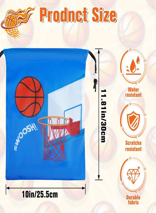 PLMMOUT 12 Pack Basketball Goodie Bags,Basketball Drawstring Backpack Gift Bags,Portable Basketball Drawstring Bag,Basketball Party Favors Bags for Gym Sports Travel Birthday Party,10 x 11.8 Inch - Image 2