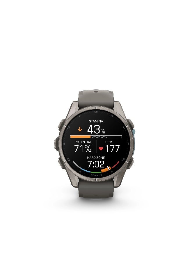 جارمين Garmin Fenix  9 - 51 mm - Titanium with Pebble Gray Silicone band Pebble Gray Bare Titanium - Image 5