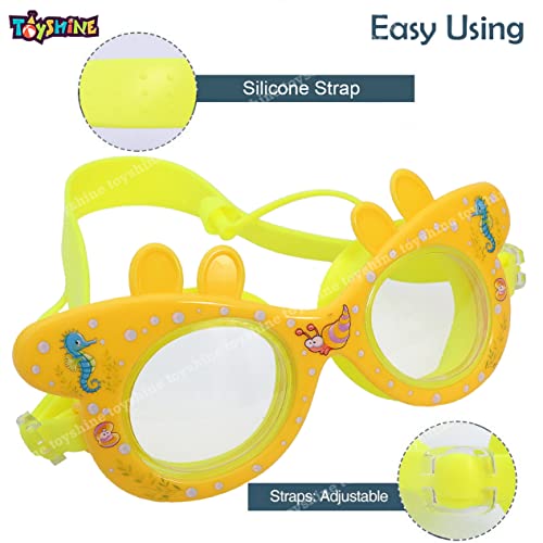 Toyshine Swim Goggles, (Dolphin Design) Anti Fog No Leaking Clear Vision Water Pool Swimming Goggles (Age 6-14), Yellow SSTP - Image 3