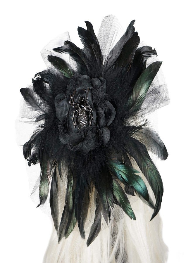 ZUCKER Jeweled Black Widow Spider Headband - Black Feather Hair Accessory for Halloween or Cosplay - Image 2