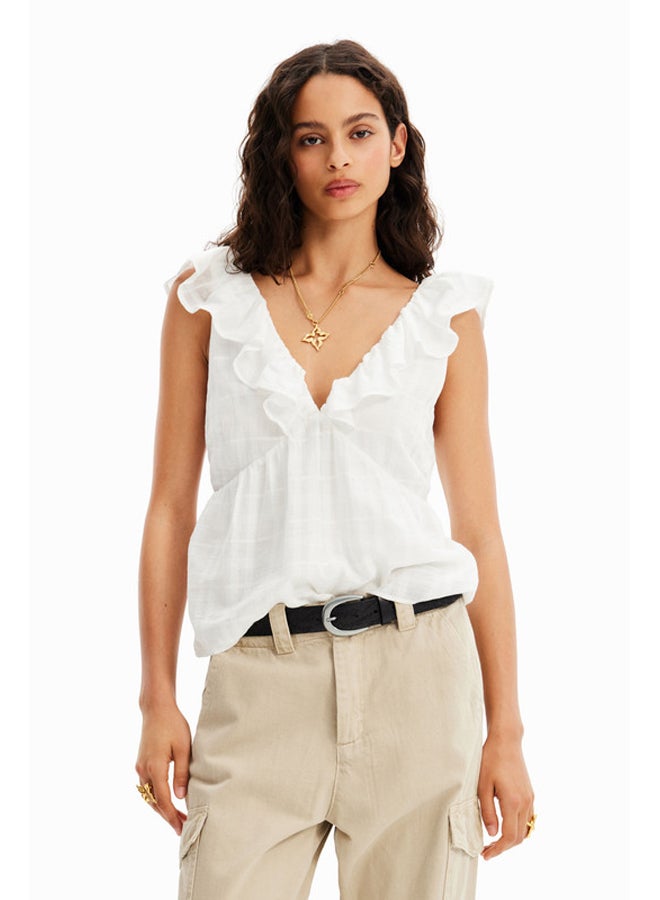 DESIGUAL Ruffled textured blouse - Image 1