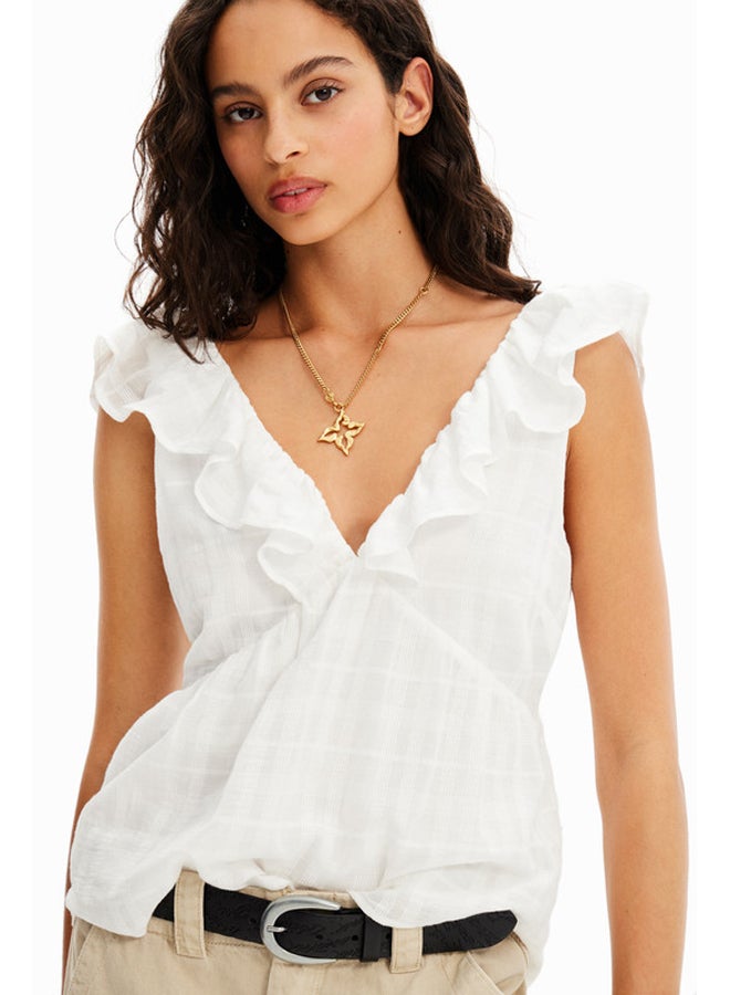DESIGUAL Ruffled textured blouse - Image 3