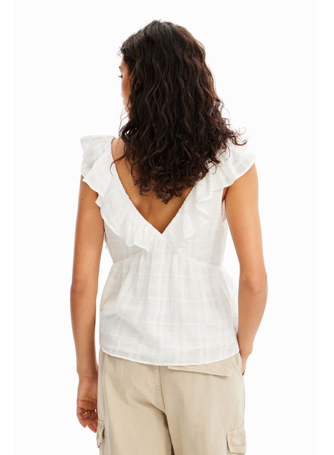 DESIGUAL Ruffled textured blouse - Image 4