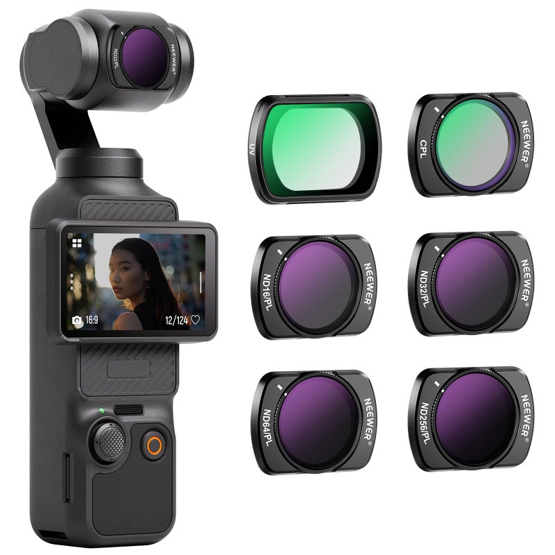 Neewer NEEWER Magnetic ND/CPL Filter Set Compatible with DJI OSMO Pocket 3 Creator Combo Accessories, Action Camera 6 Pack UV CPL ND16/PL ND32/PL ND64/PL ND256/PL Polarizing and Neutral Density Filters  - Image 1