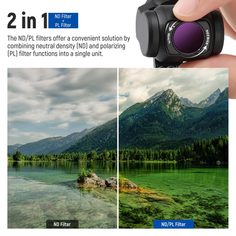 Neewer NEEWER Magnetic ND/CPL Filter Set Compatible with DJI OSMO Pocket 3 Creator Combo Accessories, Action Camera 6 Pack UV CPL ND16/PL ND32/PL ND64/PL ND256/PL Polarizing and Neutral Density Filters  - Image 4