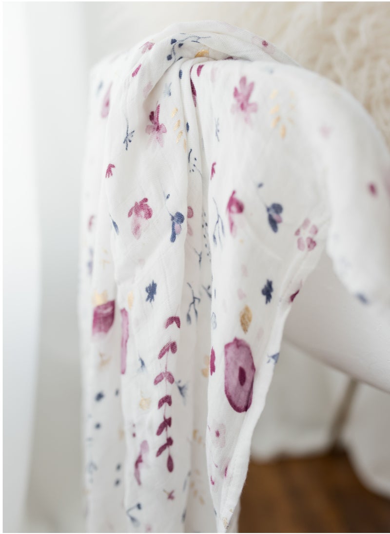 little unicorn Deluxe Muslin Swaddle Single Fairy Gardens  - Image 3