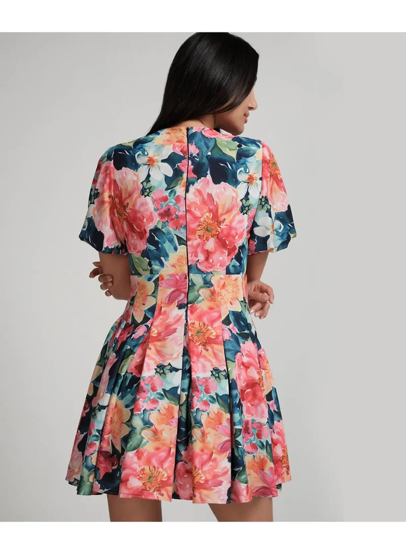 Zigzag Floral Print Dress