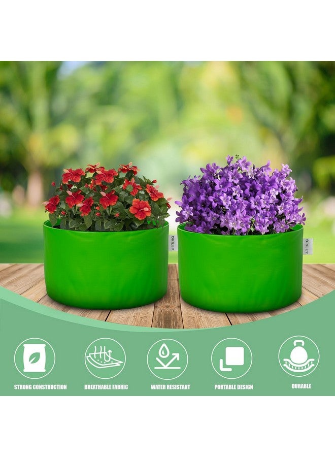 أوريلي حقيبة زراعة ORILEY من البولي إيثيلين عالي الكثافة، حقائب زراعة الزهور، مثبتة على الأرض، مناسبة للمنزل والحديقة والشرفة والمطبخ والحضانة (خضراء، دائرية بدون مقبض، 250 جرام لكل متر مربع، عبوة من 5 قطع، 8 × 8 بوصات) - Image 4