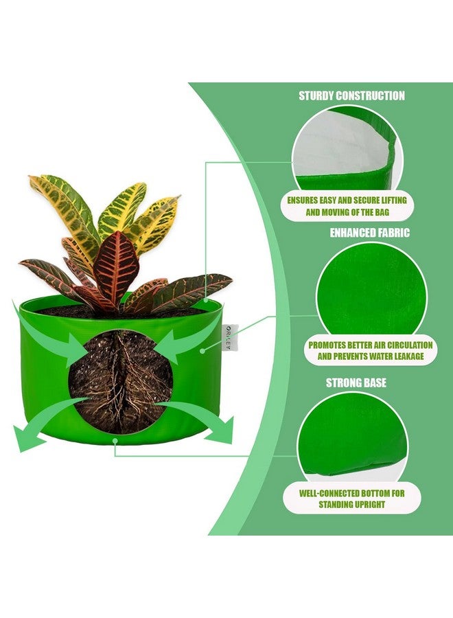 أوريلي حقيبة زراعة ORILEY من البولي إيثيلين عالي الكثافة، حقائب زراعة الزهور، مثبتة على الأرض، مناسبة للمنزل والحديقة والشرفة والمطبخ والحضانة (خضراء، دائرية بدون مقبض، 250 جرام لكل متر مربع، عبوة من 5 قطع، 8 × 8 بوصات) - Image 3