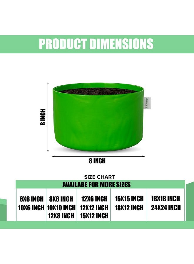 أوريلي حقيبة زراعة ORILEY من البولي إيثيلين عالي الكثافة، حقائب زراعة الزهور، مثبتة على الأرض، مناسبة للمنزل والحديقة والشرفة والمطبخ والحضانة (خضراء، دائرية بدون مقبض، 250 جرام لكل متر مربع، عبوة من 5 قطع، 8 × 8 بوصات) - Image 2