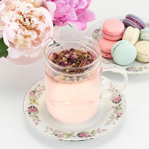 Pinky Up Blake Tea Infuser Mug with Lid, Glass Cups for Loose Leaf or Flowering Teas, Travel Mugs, Home Office, Picnic, Camping, 12 oz Set of 1, Clear - Image 4
