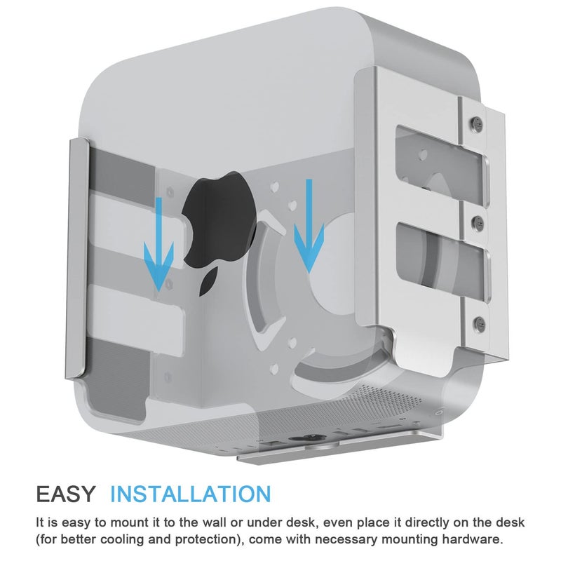 IFCASE Mac Studio Mount, IFCASE Heat Dissipation Design Anti-Scratch Inner Aluminum Under Desk, Wall Mount Stand for Mac Studio M2 M1 Max, Ultra (Silver) - Image 4