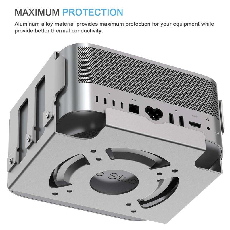 IFCASE Mac Studio Mount, IFCASE Heat Dissipation Design Anti-Scratch Inner Aluminum Under Desk, Wall Mount Stand for Mac Studio M2 M1 Max, Ultra (Silver) - Image 3