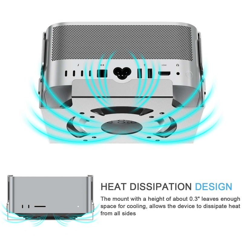 IFCASE Mac Studio Mount, IFCASE Heat Dissipation Design Anti-Scratch Inner Aluminum Under Desk, Wall Mount Stand for Mac Studio M2 M1 Max, Ultra (Silver) - Image 2