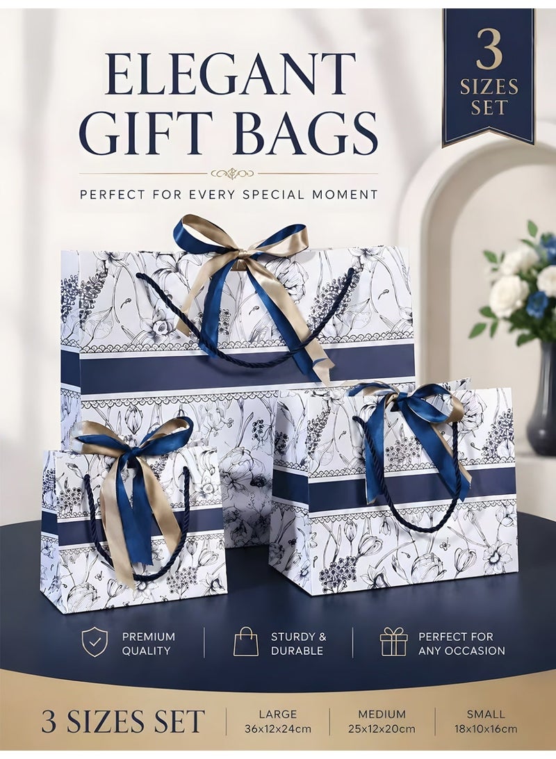 Ayshal 3-Piece Color Gift Bag with Handle, Oil Painting Gift Paper Bags Medium Size Small Gift Bags Birthday Craft Paper Gift Bags for Presents,Birthdays, Mother's Day,Weddings, Party - Image 1