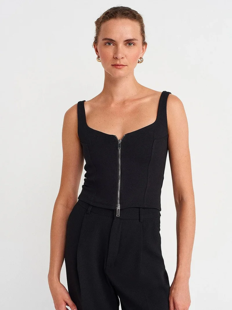 Dilvin DILVIN Sleeveless Square-Neck Crop Top