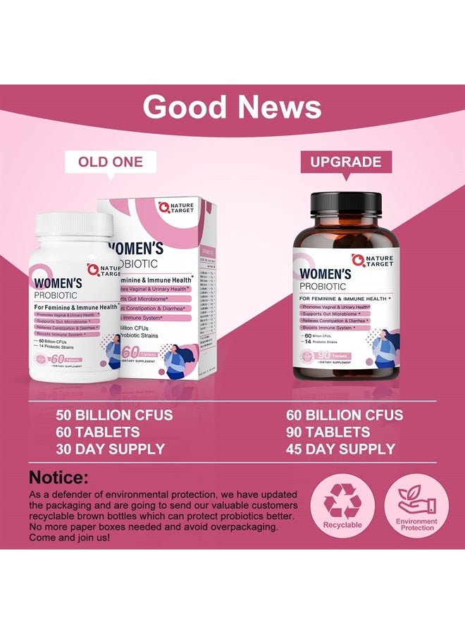 Probiotics-for-Women, Probiotics and Prebiotics, Cranberry and D-Mannose, 50-Billion-CFUs, Organic Probiotics for Digestive Health/Gut Health/Immune Booster/Weight Management, Women's Probiotics