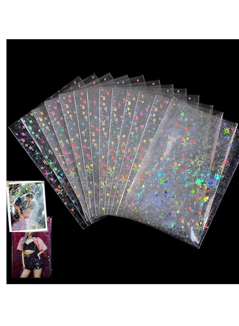 200 Kpop Photocard Sleeves, Holographic Star Gemstone Protectors for Trading Cards, 61x88mm, Perfect for Collectors - Image 1