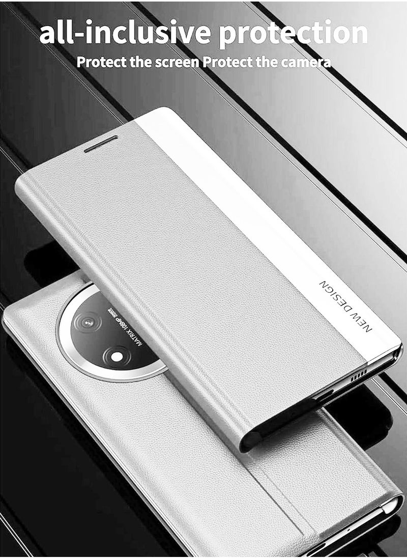 X-level Honor X9c Flip Case,Ultra Slim TPU Leather Full Body Protection Magnetic Stand Shockproof Phone Cover,White  - Image 2