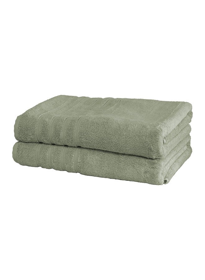 Mosobam Luxury Turkish Towels Set of 2 Bath Sheets 35X70 Seagrass Green 700 GSM Bamboo Viscose & Aegean Turkish Combed Cotton - Image 1