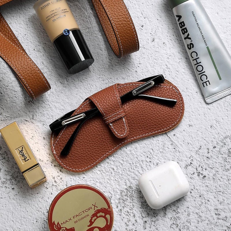 POSICHE Portable Eyeglass Case - Ultra-Fine Leather Soft & Protective Glasses Storage Bag for Men & Women - Image 4