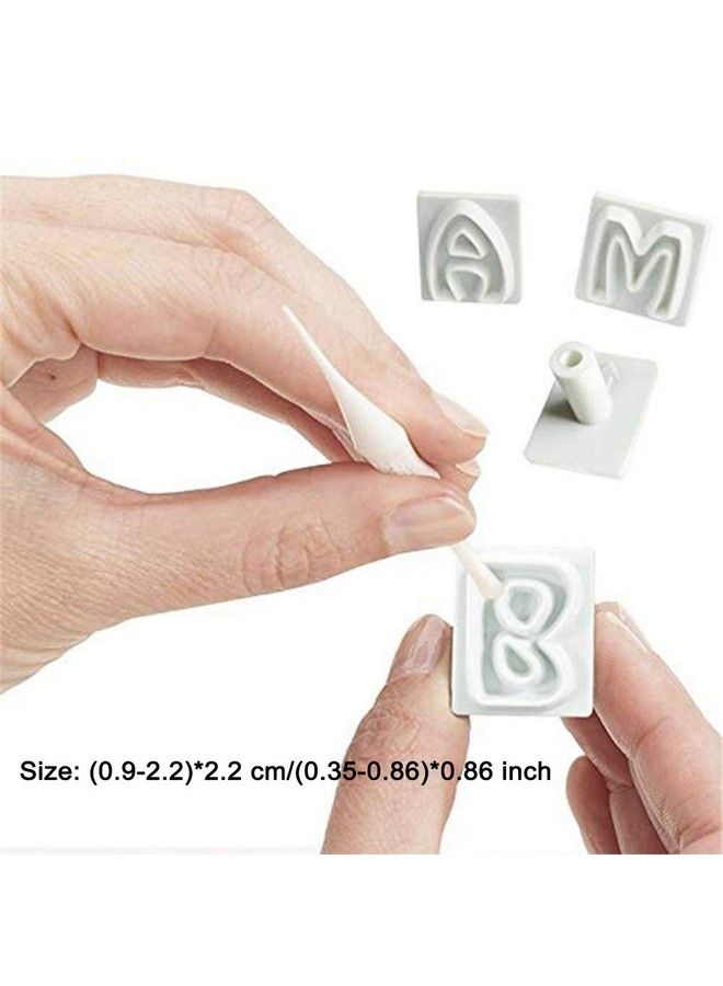 EORTA 64 Pcs Alphabet Cookie Cutter Plastic Letters Fondant Cutters With Handle Cake Decorating Tool Cookie Cutters Mould Sugarcraft Embosser Mould Tools For Birthday Cake Fruit 092.2 Cm  - Image 3