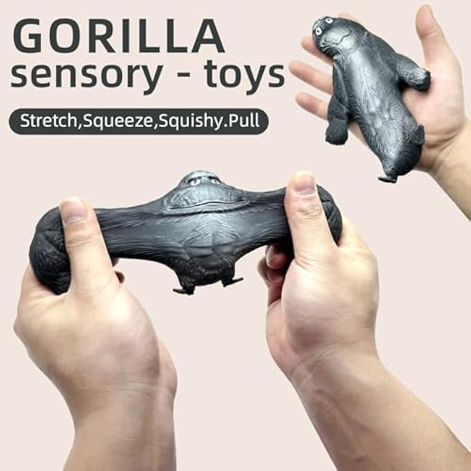 AiSiXin Squishy Monkey Toys For Kids And Adults, Stretchy Moneky Stress Balls Squeeze Toys, Animals Sensory - Gorilla Decompress Fidget Party Favors, Easter Basket Stuffers - Image 2