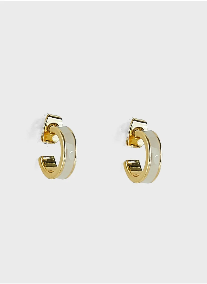 ONLY Small Enamel Thin Hoop Earrings