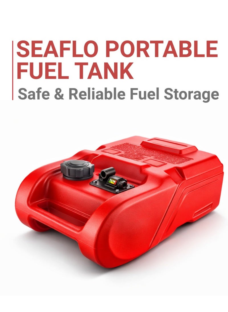 SEAFLO Portable Marine Boat Fuel Tank with Gauge, 3 Gallon (12L) / 6 Gallon (24L) — Leakproof Low Permeation Tank, Automatic Vacuum Valve, 1/4" NPT, Ethanol Compatible, Red - Image 1