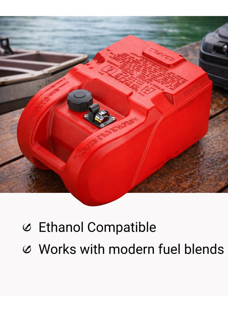 SEAFLO Portable Marine Boat Fuel Tank with Gauge, 3 Gallon (12L) / 6 Gallon (24L) — Leakproof Low Permeation Tank, Automatic Vacuum Valve, 1/4" NPT, Ethanol Compatible, Red - Image 4
