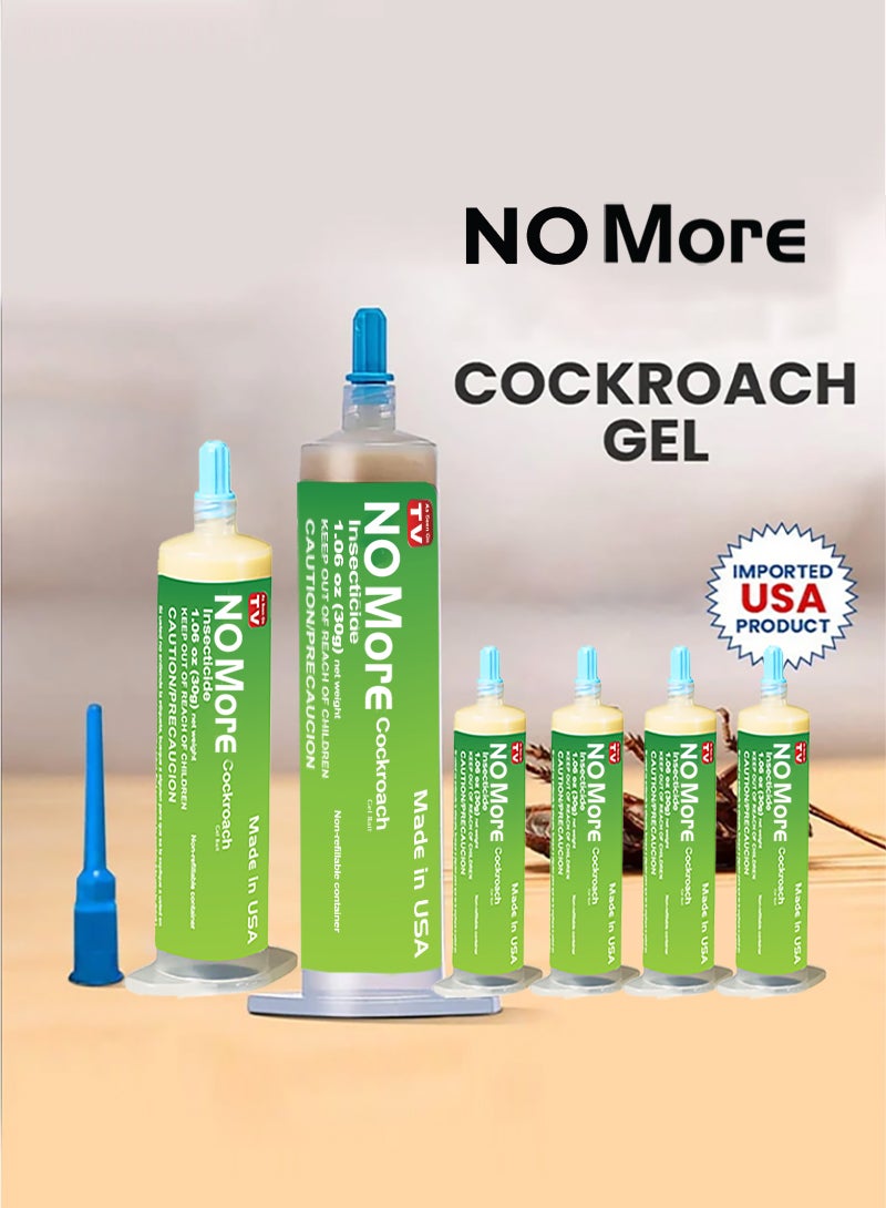AS SEEN ON TV No More Cockroach Gel Bait, 6 Tubes x 30grams, German Roach Insect Pest Control, Indoor and Outdoor Use, Roach Killer Gel 