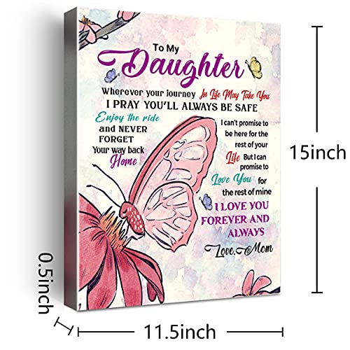 Wailozco Butterfly Wall Art for Daughter Hangable Canvas Poem Prints Framed Wall Art for Daughter Bedroom Wall Decor,Sentimental Gifts for Daughters from Mom - Image 2