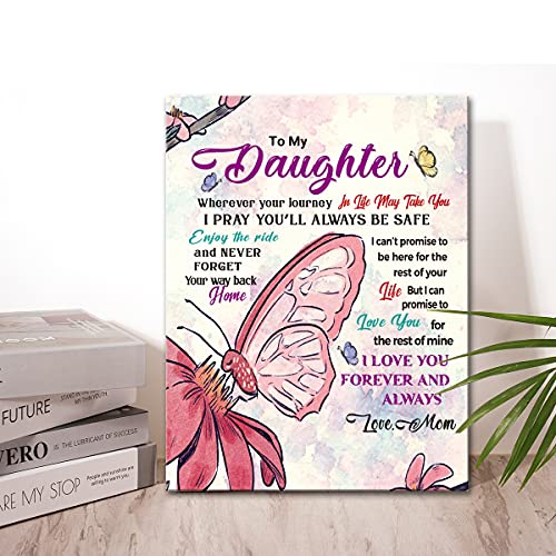 Wailozco Butterfly Wall Art for Daughter Hangable Canvas Poem Prints Framed Wall Art for Daughter Bedroom Wall Decor,Sentimental Gifts for Daughters from Mom - Image 5