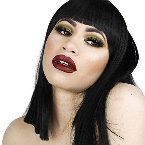 morvally Short Straight Black Wig with Bangs Natural Looking Heat Resistant Hair Cosplay Costume Wigs (14 inches Natural Black) - Image 2