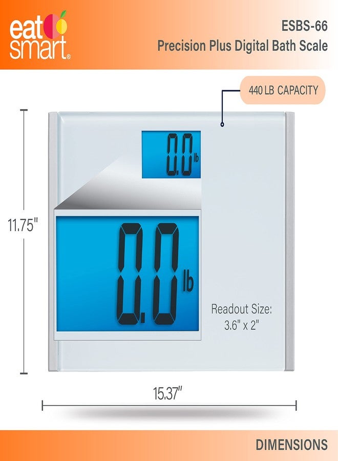 EatSmart Eat Smart Precision Plus Scale, Wide Body Bath Scale for Body Weight, White - Image 2
